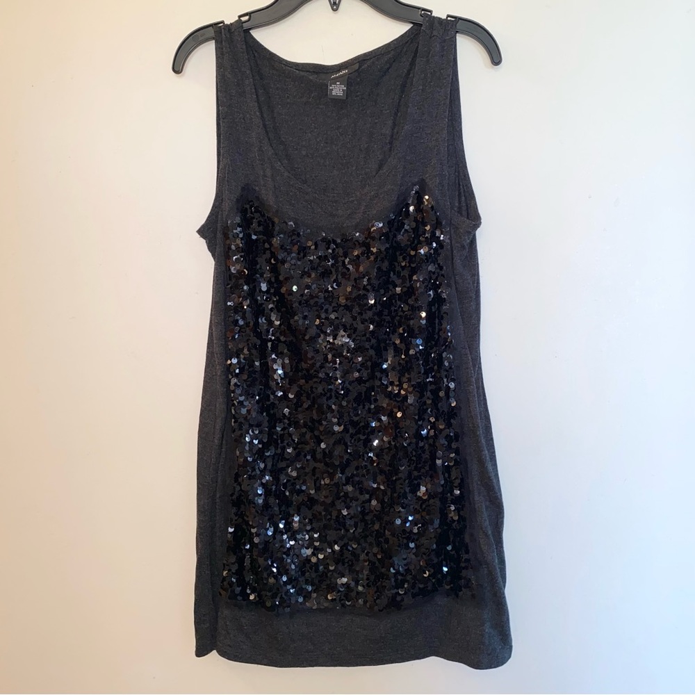 Alfani Size: Medium Charcoal Gray and Black Sequined Tank Top